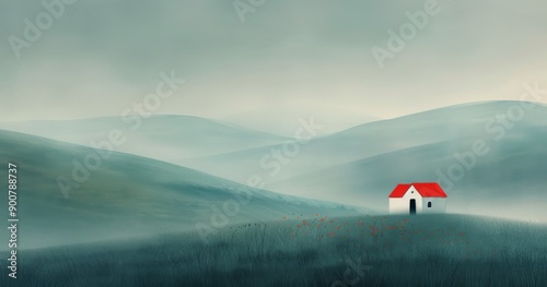 House on a Misty Hillside