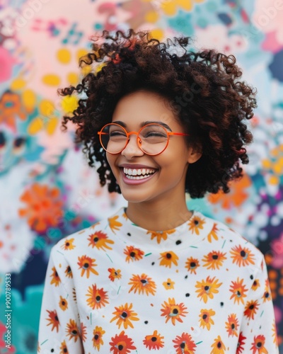 Woman With Curly Hair Wearing Striped Sweater
