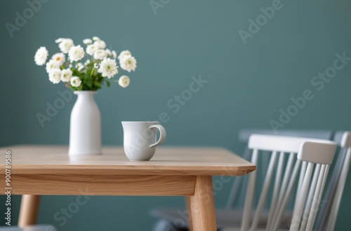 Modern Dining Room With Green Wall