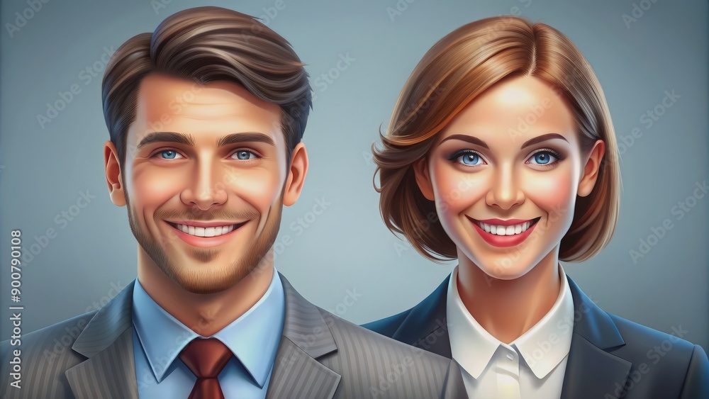 Close-Up Portrait of Two Smiling Business Professionals. Generative AI Close-Up Portrait of Two Smiling Business Professionals. Generative AI