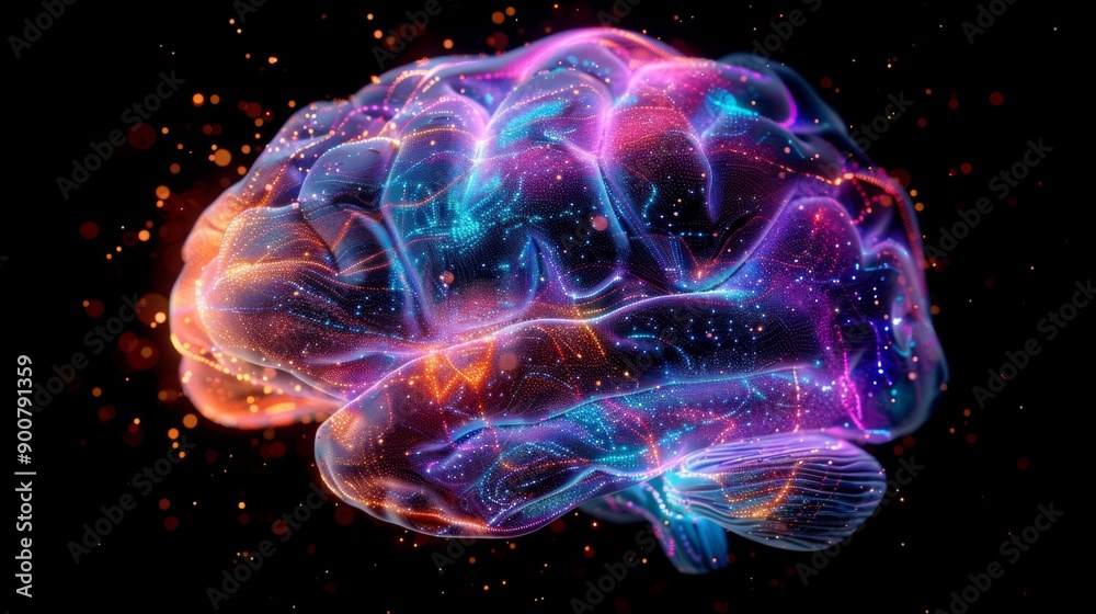 Fototapeta premium Neon Brain Visualization