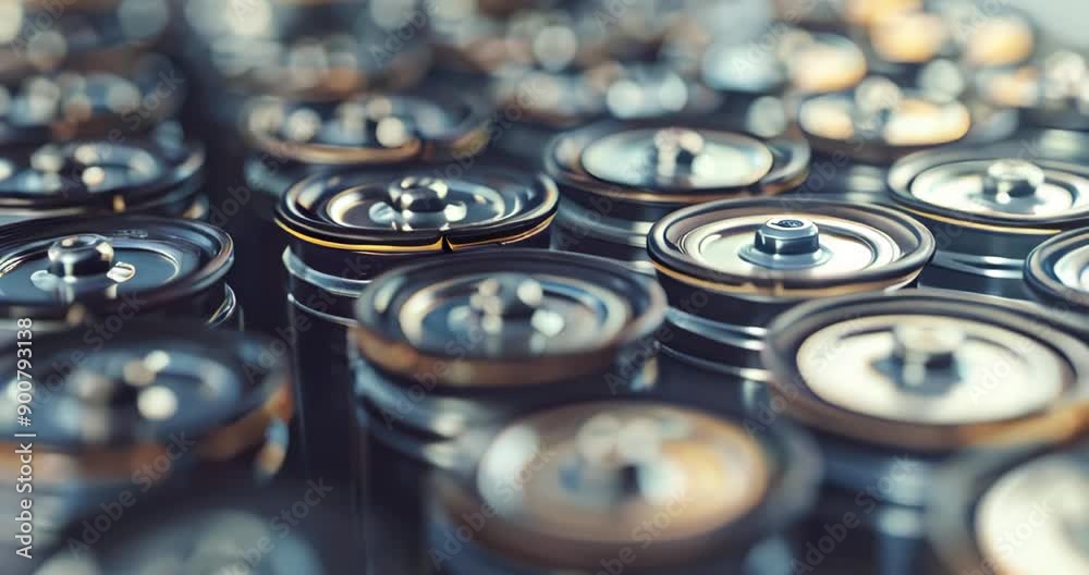 Close-up view of battery cells being inserted into casings, showcasing ...