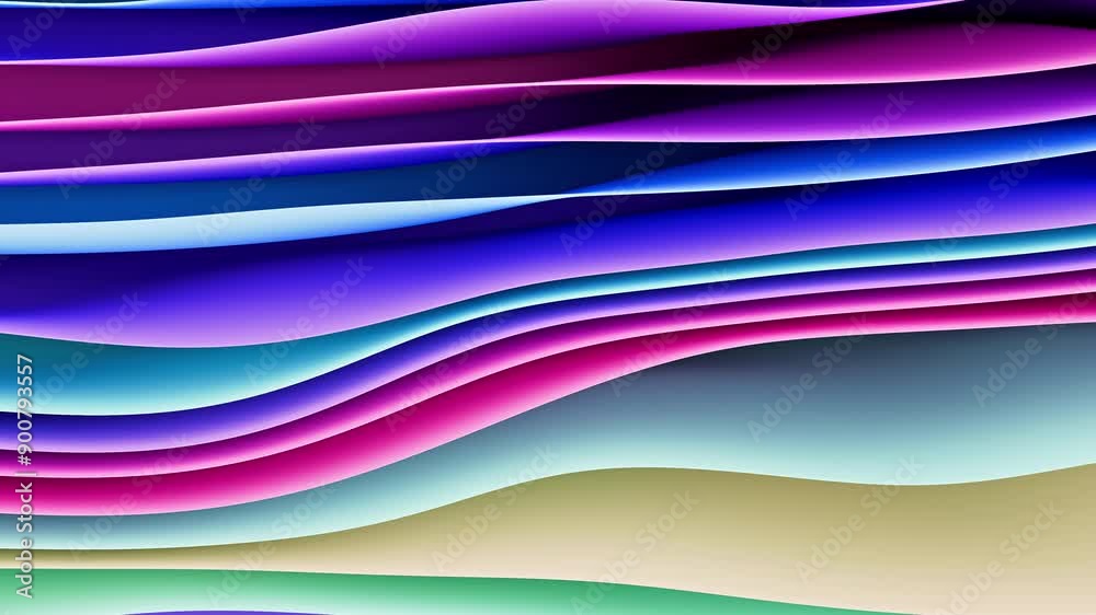 3D abstract animation of colorful soft surfaces with slow wavy effect, 4k animated template, live wallpaper