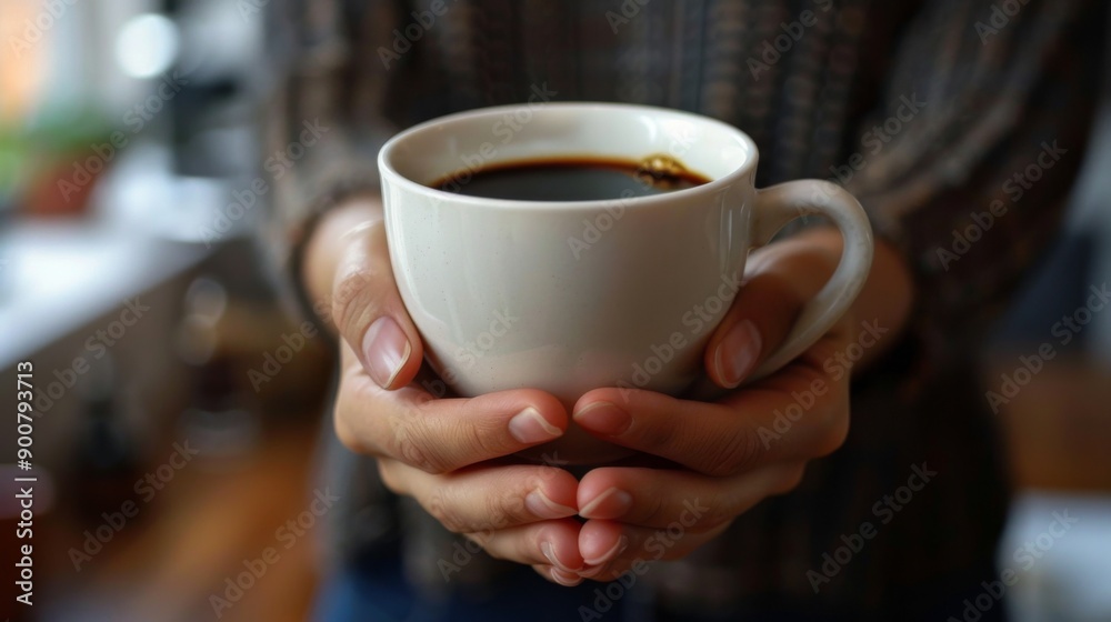 Close-up: Hands Holding a Warm Cup of Coffee Close-up: Hands Holding a Warm Cup of Coffee