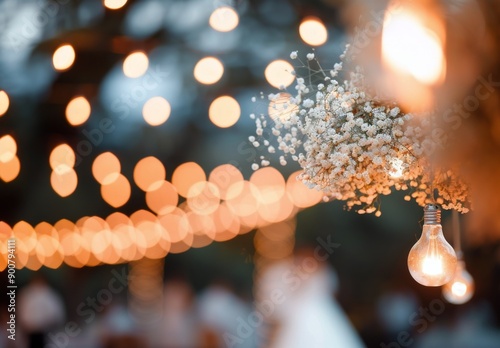 Evening Lights and Flowers at Outdoor Event