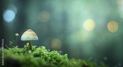 Orange Mushroom in a Green Forest