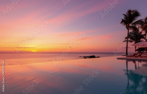 Infinity Pool Sunset in Mauritius