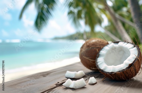 Coconut Halves on Beach