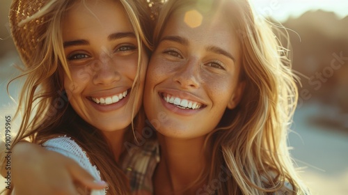 Happy Friends Enjoying a Sunny Beach Day © Sandu