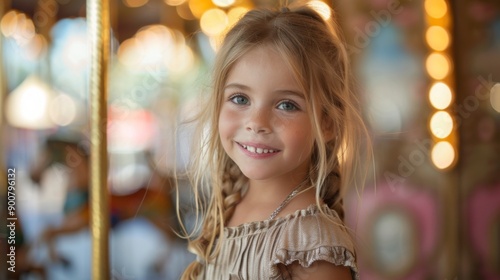 "Happy Girl on Carnival Ride" child © Sandu