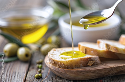 Olive Oil Drizzled on Bread