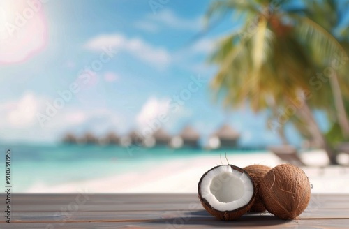 Coconut on Beach Table
