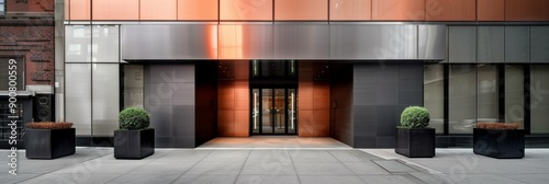 Modern Building Entrance With Glass Doors