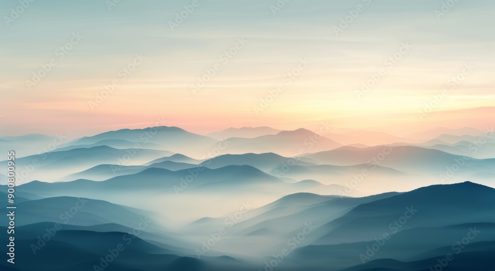 Misty Mountain Range at Dawn Misty Mountain Range at Dawn