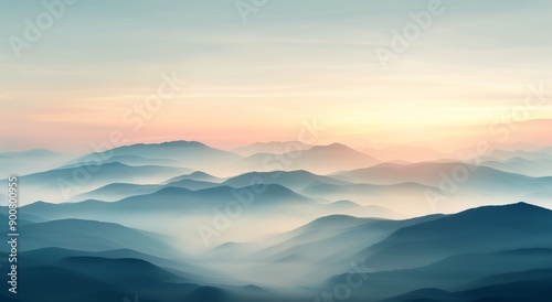 Misty Mountain Range at Dawn