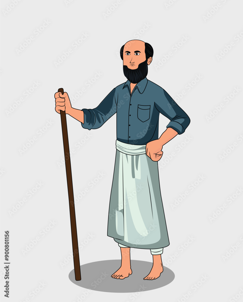 Indian Village poor man cartoon character design for 2d animation Indian Village poor man cartoon character design for 2d animation