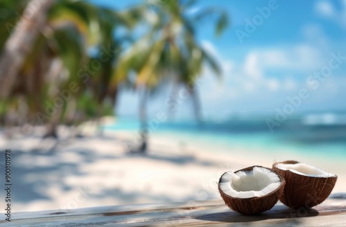 Coconut on Beach Table