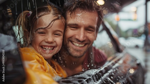 Wallpaper Mural Father and Daughter Smiling in the Rain Torontodigital.ca