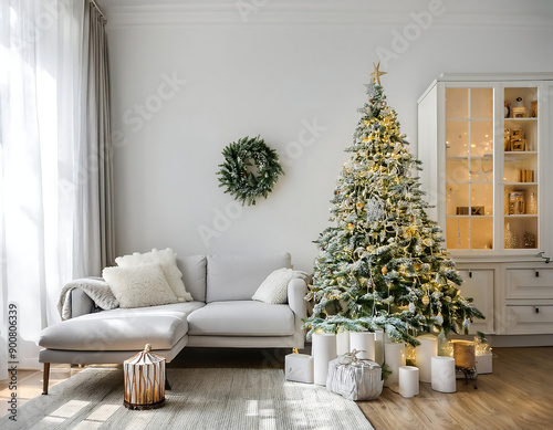 Firefly Minimalist Christmas Interior- A stylish Scandinavian minimalist interior decorated for Chri (3)