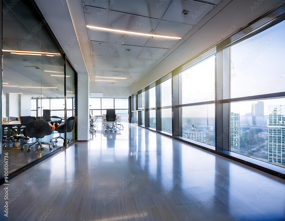 Firefly Modern Office Interior- A beautifully blurred background of a light modern office interior w Firefly Modern Office Interior- A beautifully blurred background of a light modern office interior w