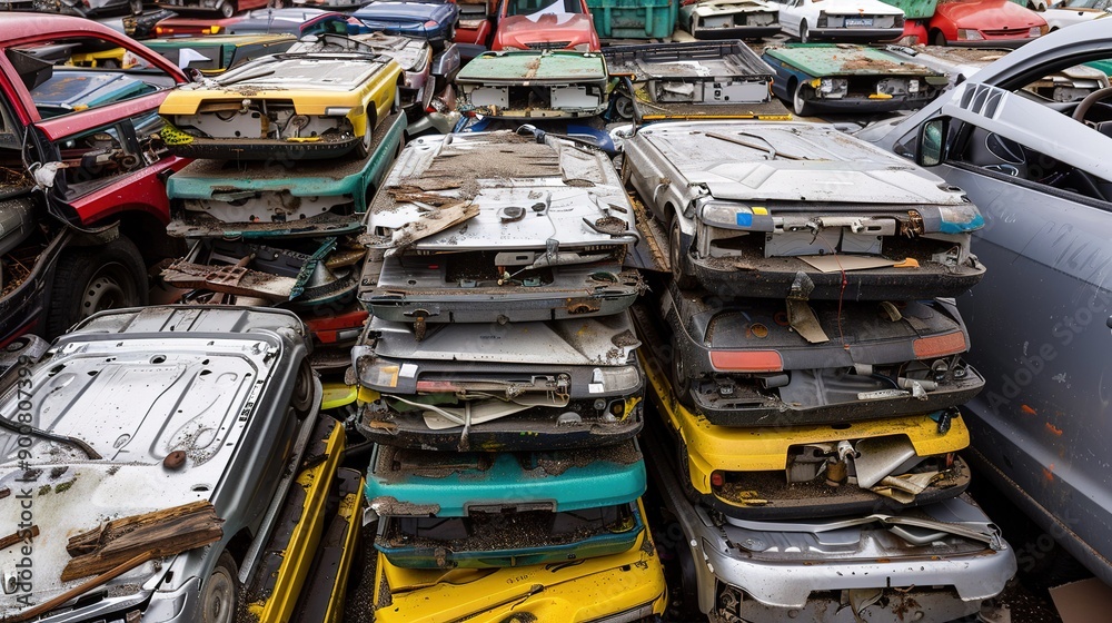 custom made wallpaper toronto digitalA Stack of Crushed Car Bodies at a Scrap Yard