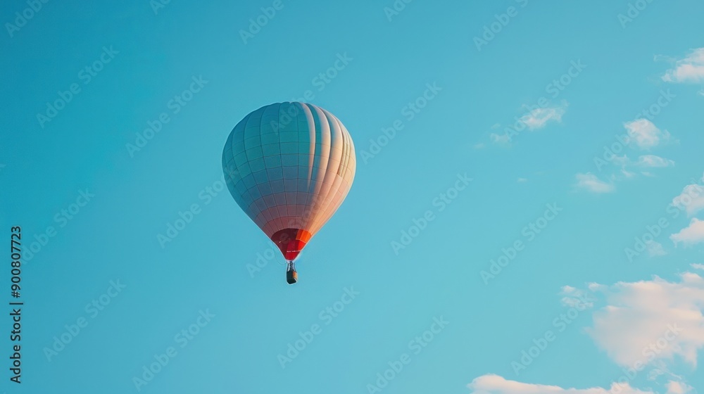 Blue air balloon flying in the clear blue sky. High quality photo Blue air balloon flying in the clear blue sky. High quality photo