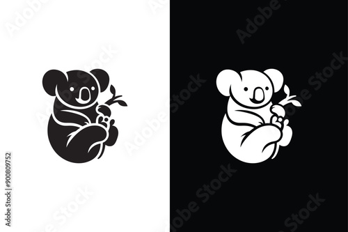 set of koala . kid koala black logo icon design vector. 