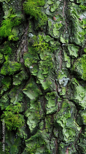 Tree Bark with Moss Growth Wallpaper.