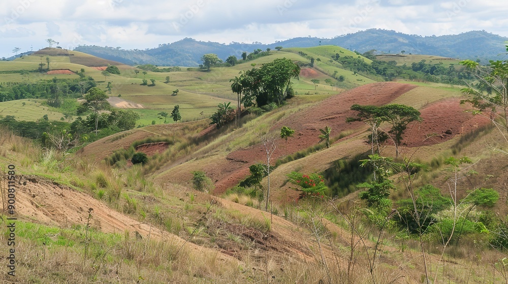 Rolling Hills and Lush Green Vegetation in a Rural Landscape Rolling Hills and Lush Green Vegetation in a Rural Landscape