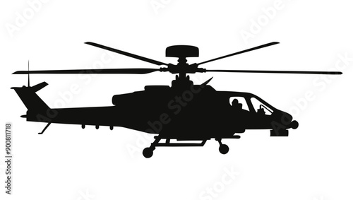military helicopter isolated on white