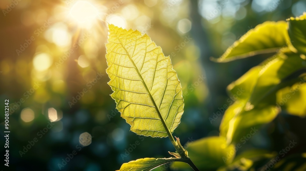 Obraz premium Leaf with sunlight filtering through