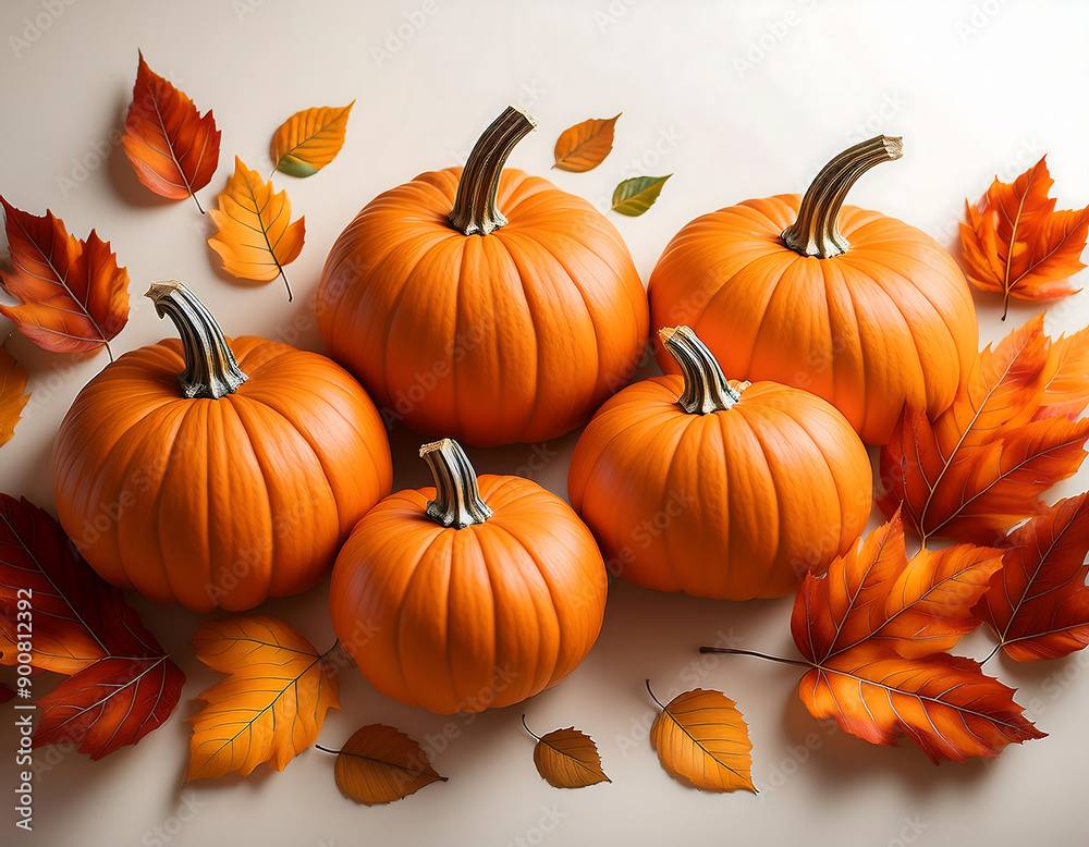 Firefly Pumpkins and Fall Leaves- A fall-themed background featuring orange pumpkins and autumn leav (3)
