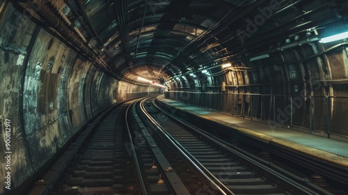Historic Subway Tunnel Underground View Showcasing Engineering Marvels