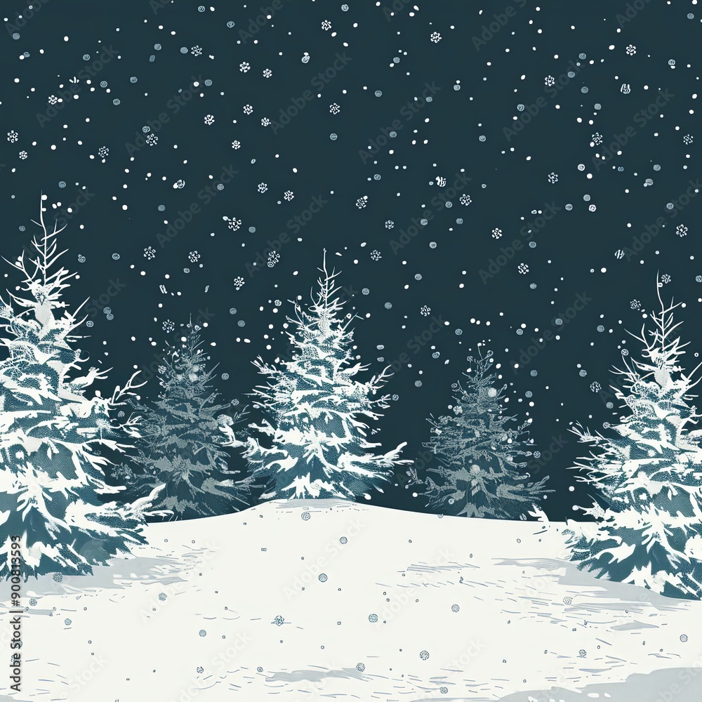 Tranquil Winter Wonderland Snow Covered Pines and Serene Sky Tranquil Winter Wonderland Snow Covered Pines and Serene Sky