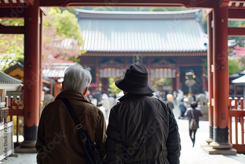 Seniors visiting a traditional temple in Japan © carles