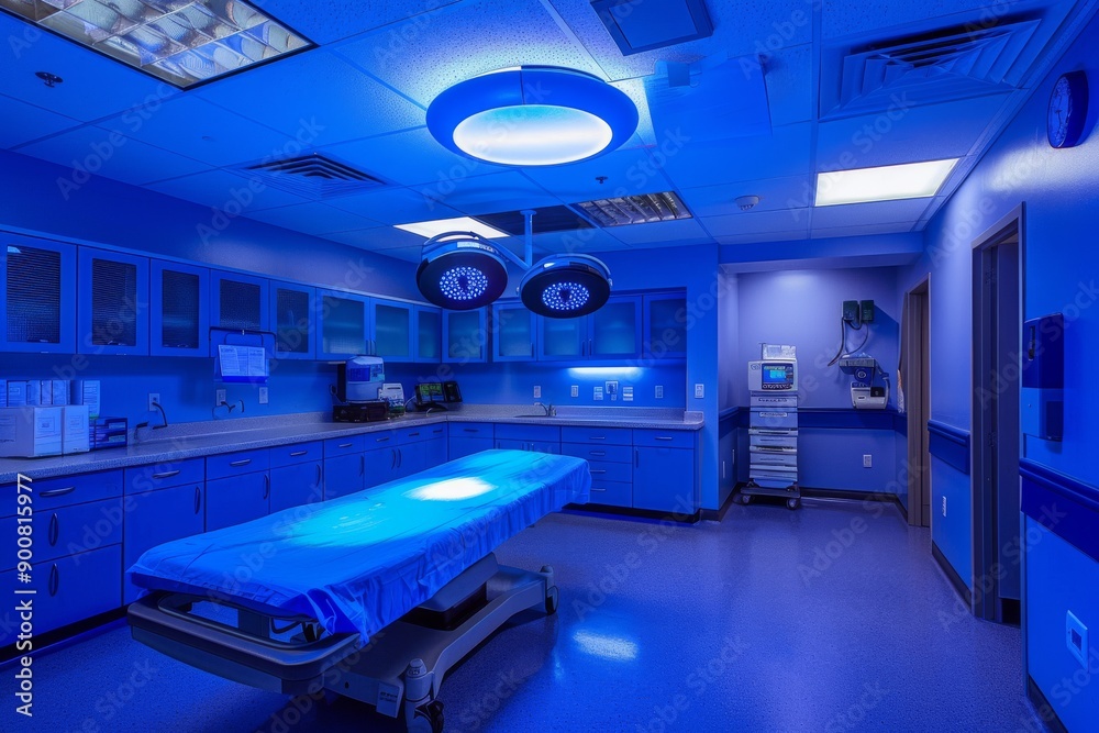 High tech operating room with advanced surgical equipment symbolizing modern healthcare technology High tech operating room with advanced surgical equipment symbolizing modern healthcare technology