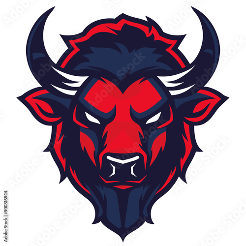 Bison vector mascot logo design with modern illustration concept style for badge, emblem and tshirt printing. Bull illustration for sport and esport team logotype. Bison sticker