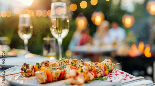 Grilled Skewers at a Summer Barbecue