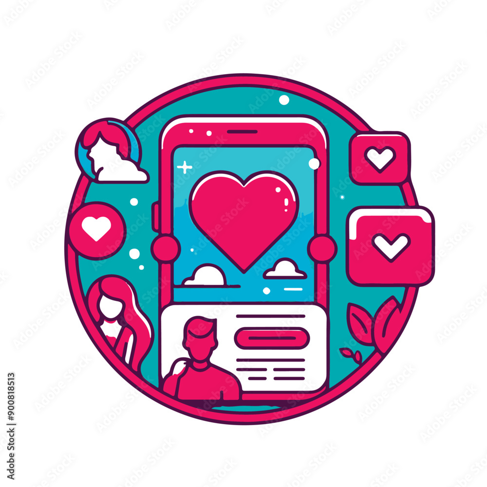 Icon for dating app or website isolated on white background. Vector 
