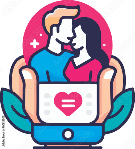 Vector icon for dating app or website isolated 