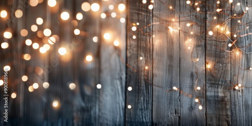 Wooden Table With String Lights