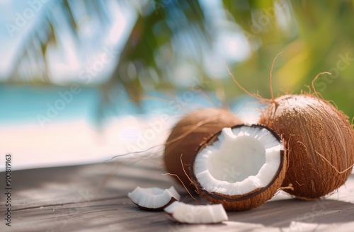 Coconut on a Tropical Beach