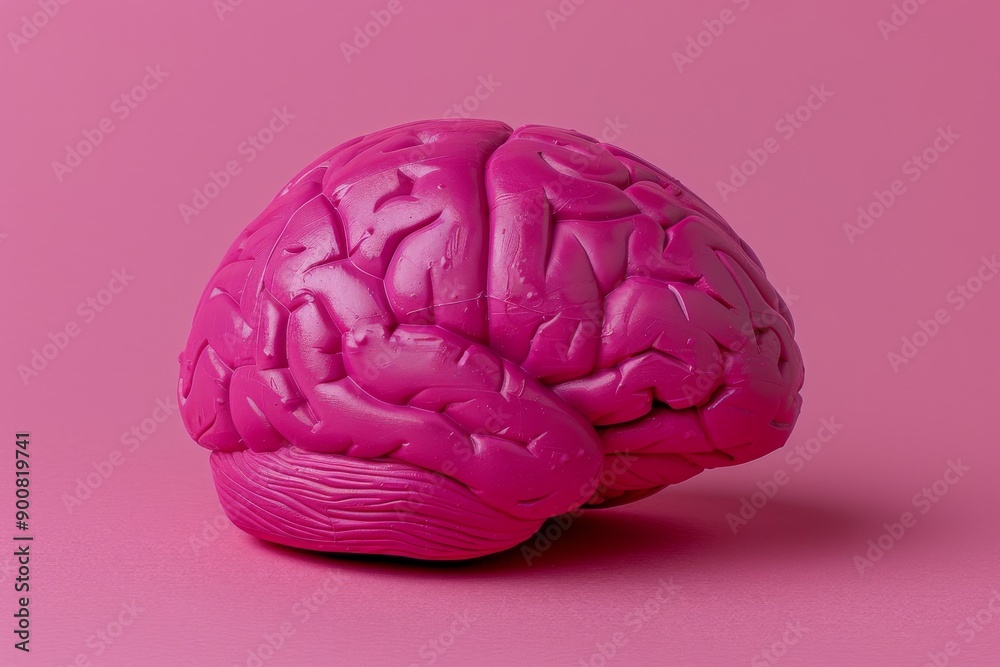Artistic pink brain sculpture on a pastel background symbolizing creativity and cognitive science Artistic pink brain sculpture on a pastel background symbolizing creativity and cognitive science