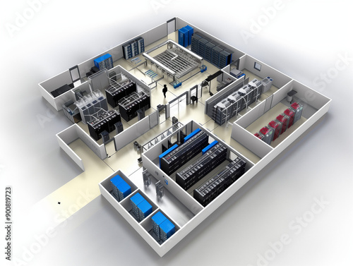 a schematic layout of a data center floor plan