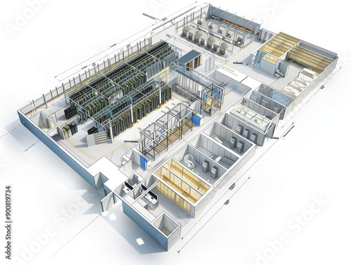 a schematic layout of a data center floor plan