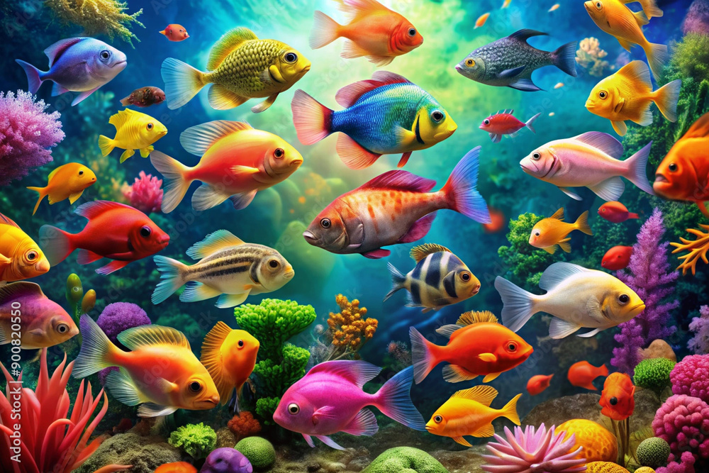 Colorful and vibrant aquarium fish life design Colorful and vibrant aquarium fish life design