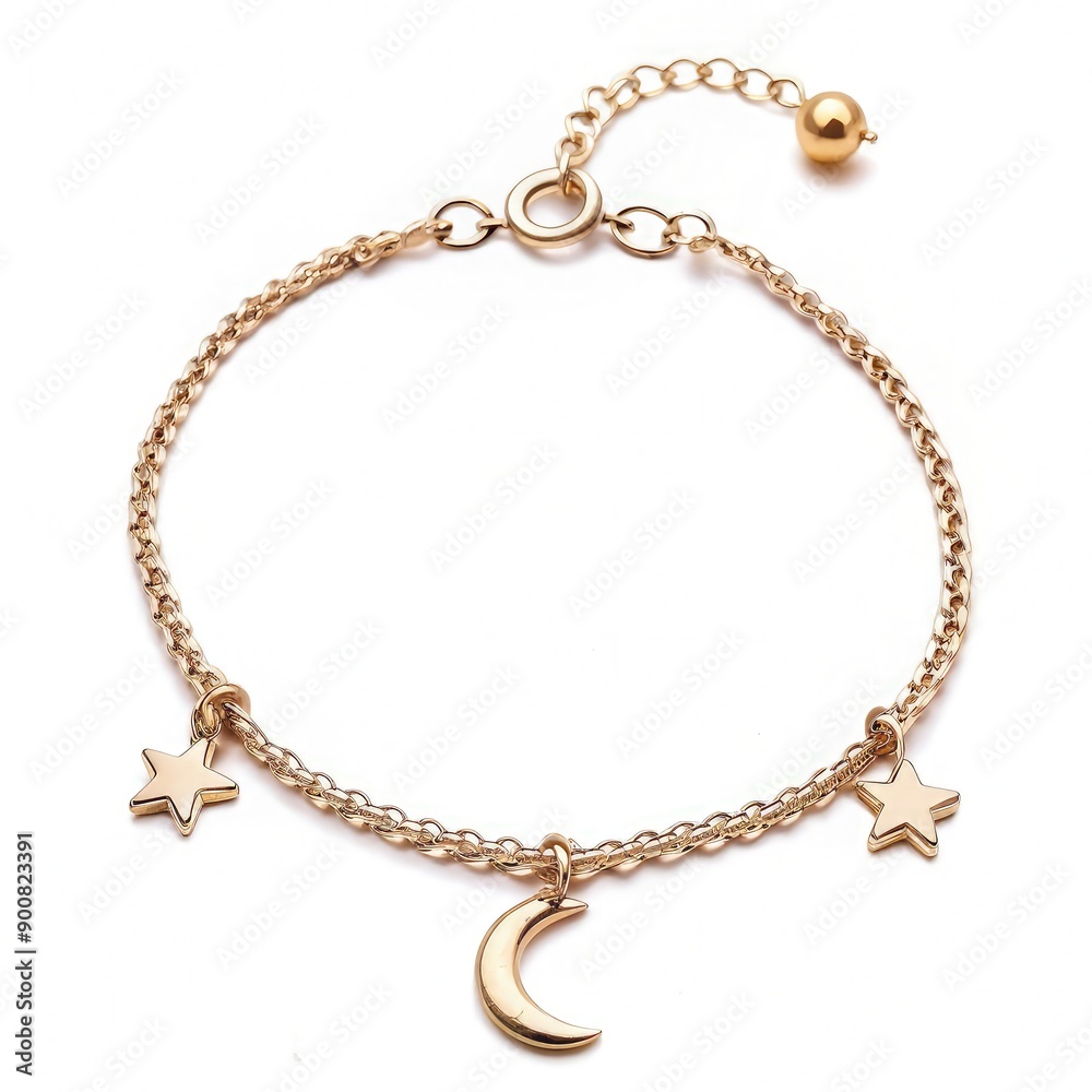 Elegant Crescent Moon and Star Anklet Perfect for Nighttime Wear and Special Occasions. Generative AI Elegant Crescent Moon and Star Anklet Perfect for Nighttime Wear and Special Occasions. Generative AI