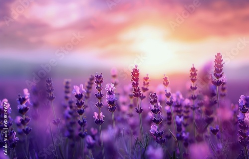 Lavender Flowers At Sunset