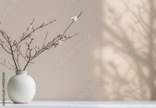 White Platform With Tropical Foliage