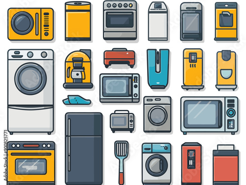 Household appliances icons set. Cartoon illustration of household appliances icons for web.